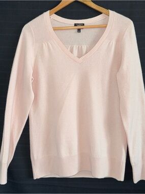 Talbots Soft Pink Pure Cashmere Long Sleeve Knit Sweater Size Large Quiet Luxury